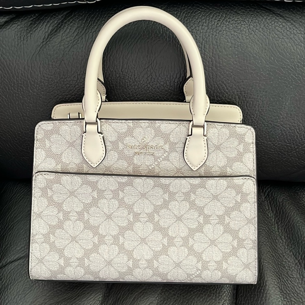 Kate spade small satchel in beige floral with matching card case